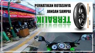 pasang sendiri ban PIRELLI DIABLO ROSSO SPORT perhatikan ROTASI BAN nya  NINJA RR [upl. by Meldon]