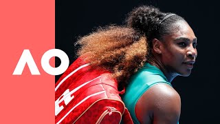 Simona Halep v Serena Williams oncourt warm up 4R  Australian Open 2019 [upl. by Aspia]