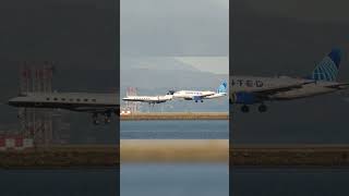 Gulfstream G550 and United A319 Parallel Landing at San Francisco Airport [upl. by Llehsam]