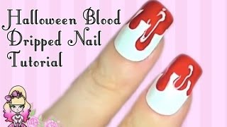 Halloween Horror Styled Dripping Blood Nail Art Tutorial  Violet LeBeaux [upl. by Abrahamsen]