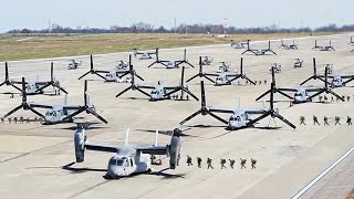 Massive Amount of US Transformer V22s Takeoff Together at Full Throttle [upl. by Hamilton]