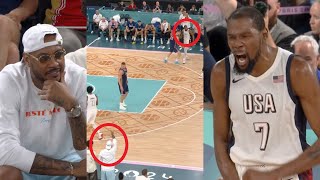 Carmelo calls out play courtside before Kevin Durant hits dagger vs Serbia 😱 [upl. by Hock]