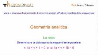 Determinare la distanza tra le rette parallele 4xy1  0 e 4xy18  0 [upl. by Augie472]