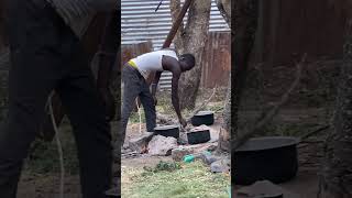 african village boy boiling water with three stone fire 🔥 [upl. by Vargas829]