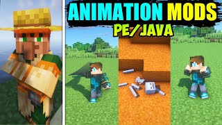 Top 6 Mobs ANIMATION Mods  Player animation mod minecraft  Top 6 Mods Hindi [upl. by Lemahs]