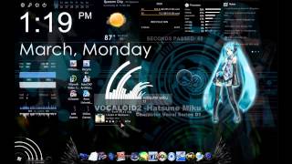 Windows 7 Hatsune Miku theme customized using Rainmeter  Samurize by GPB 2013 [upl. by Saunderson]