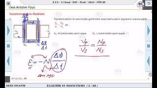 11 Sınıf Fizik  Elektrik ve Manyetizma Transformatörler  12 🔩 [upl. by Artinek]