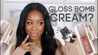 FENTY BEAUTY GLOSS BOMB CREAMS  ALL 5 SHADES SWATCHED  FIRST IMPRESSIONREVIEW  Andrea Renee [upl. by Dranoc]