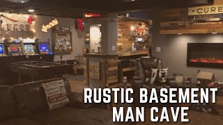 Man Cave Tour  Rustic Basement Man Cave [upl. by Chari]