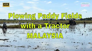 Malaysia  Plowing Paddy Fields with a Tractor  FHD HDR [upl. by Clim432]