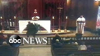 Livestreamed video shows man allegedly stabbing priest during mass [upl. by Marlin30]