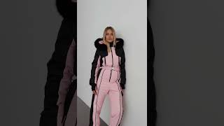 Pink ski suit Ski one piece women Ski onesie Womens ski wear Snow suit Womens ski clothing [upl. by Eekcaj]