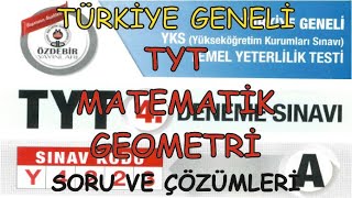 Y4223 TÜRKİYE GENELİ ÖZDEBİR TYT4 DENEME SINAVI MATEMATİK GEOMETRİ ÇÖZÜMLERİ [upl. by Ytrebil]