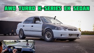 AWD Turbo KSeries Honda Civic EK Sedan Testing amp More  BackyardShitz  CFRACING [upl. by Tella62]