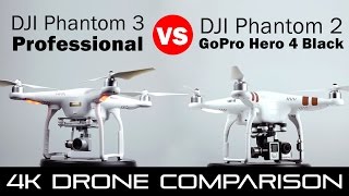 DJI Phantom 3 Professional vs Phantom 2 With GoPro Hero 4 Black  4k Drone Comparison [upl. by Mcnutt]