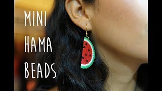 Cómo hacer aretes de sandia  sandía de mini hama beads [upl. by Farant724]