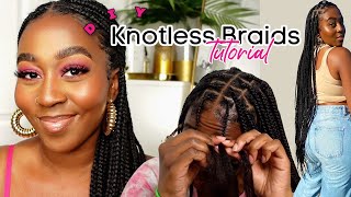 HOW TO DO KNOTLESS BOX BRAIDS ON YOURSELF  Detailed amp Beginner Friendly  My First Time ❤️ [upl. by Aynav]