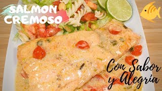 SALMON CREMOSO  COMO HACER SALMON EN SALSA CREMOSA  SALMON TUSCANO 😍😉 [upl. by Mahda477]