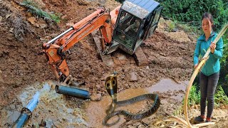 Couple driving excavator to dig up broken waterpipeline caused by Typhoon Yagi and cooking incamp [upl. by Bahner974]