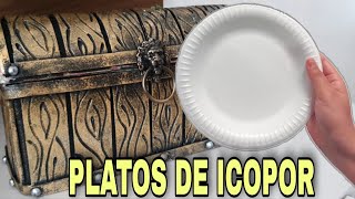 Mira que Elegante Idea con PLATOS DESECHABLES de ICOPOR ♻️ Super Fácil y Económico de Hacer COFRE [upl. by Antonetta]