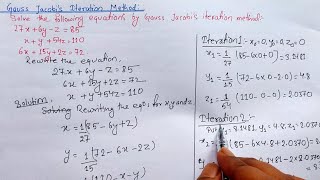 Jacobi method  Iterative method  Solution of linear system of equation [upl. by Aikim]