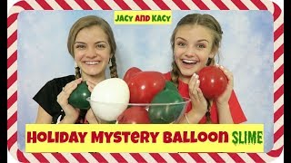 Holiday Mystery Balloon Slime Challenge  Jacy and Kacy [upl. by Anircam]