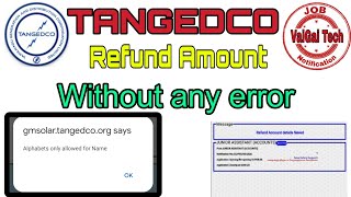 TANGEDCO Amount Refunded  Without Alphabet error  Refund Account Details Saved [upl. by Nnylyt]