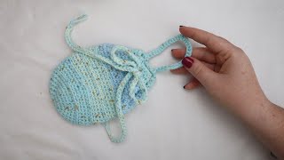 Crochet A Small Drawstring Pouch  Beginner Friendly Tutorial [upl. by Zenda]