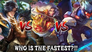 GUSION VS LANCELOT VS SABER Who is The FASTEST  Mobile Legends WTF [upl. by Anitsyrhc]