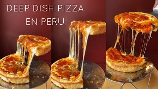 DEEP DISH PIZZA en Peru  Full Queso  Quarto Elemento  Miraflores Lima Peru [upl. by Tekcirk901]