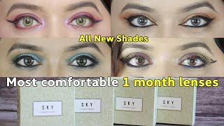 Sky cosmetic Lenses New shades  1 month lenses  Lenses try on  Beauty edit by Amy [upl. by Anauqal649]