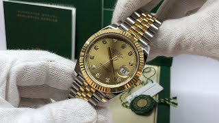 Rolex Datejust 41mm Diamond Dial Jubilee Bracelet Steel amp Gold [upl. by Ahsemed]