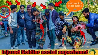 injured Soldier social experiment in india  emotional reaction😢  jai hind jai bharat indianarmy [upl. by Anialeh]