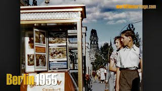 Berlin 1955 color  Brandenburger Tor ohne Quadriga  Ku´damm  Stadion  Funkturm ua [upl. by Eirual]