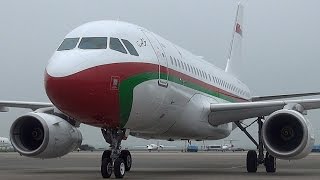 Oman Royal Flight Airbus A319 LandingParkingTaxi and Takeoff at Schiphol DutchPlaneSpotter [upl. by Eldorado996]