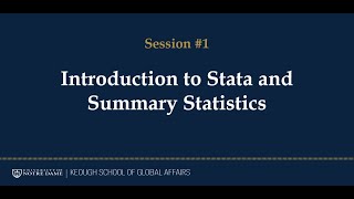 Learning Stata  Session 1 Introduction to Stata and Summary Statistics [upl. by Aihsatan503]