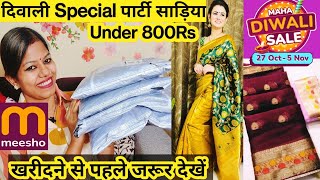 Diwali Dhamaka Meesho Saree Haul Under 800 Rs Karwachauth SpecialLatest Designer Meesho Saree Haul [upl. by Adnorehs]