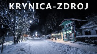 BEAUTIFUL WINTER IN KRYNICAZDROJ  Poland in night 2021 4K [upl. by Carpio746]