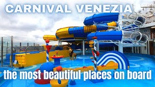 CARNIVAL VENEZIA tour  WATER SLIDES  AQUALAND  Carnivals first Fun Italian Style cruise ship [upl. by Merry]