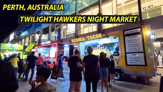 Street Food in Perth Australia  Twilight Hawkers Night Market in the City of Perth [upl. by Durham400]