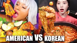 AMERICAN VS KOREAN MUKBANGS ❤️ [upl. by Settera]