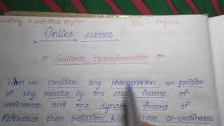 Galilean transformations bsc Hindi and english [upl. by Schilling767]