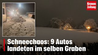 Schneechaos 9 Autos landeten im selben Graben  kronetv NEWS [upl. by Herold]