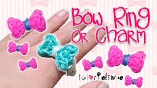 UPDATED Bow Ring  Charm Rainbow Loom Tutorial  How To [upl. by Kentigera]