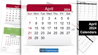 April 2024 Calendar  123FreeVectors [upl. by Etrem713]