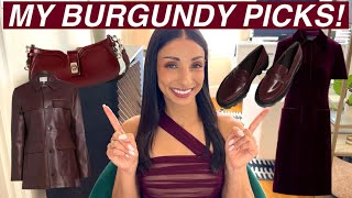 THE BEST BURGUNDY LUXURY ITEMS FOR FALLWINTER 2024 TRENDY MAROON ITEMS FT GUCCI PRADA BOTTEGA [upl. by Annuahs133]