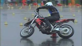 Moto Gymkhana in heavy rain aprilia SXV450 [upl. by Merth458]