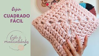 APRENDER A TEJER  cojin tejido en crochet  cuadrado tejido  Ganchillo Paso a Paso DIY [upl. by Ahmed]