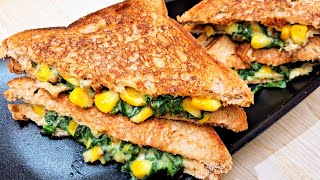 Spinach and corn sandwich  easy sandwich recipe  spinach corn sandwich  cheese corn recipe [upl. by Kurt310]