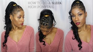 How To Do A Sleek Ponytail With Weave Extended Ponytail Genie Ponytail Tutorial 12quot Pack Hair [upl. by Aelanej577]